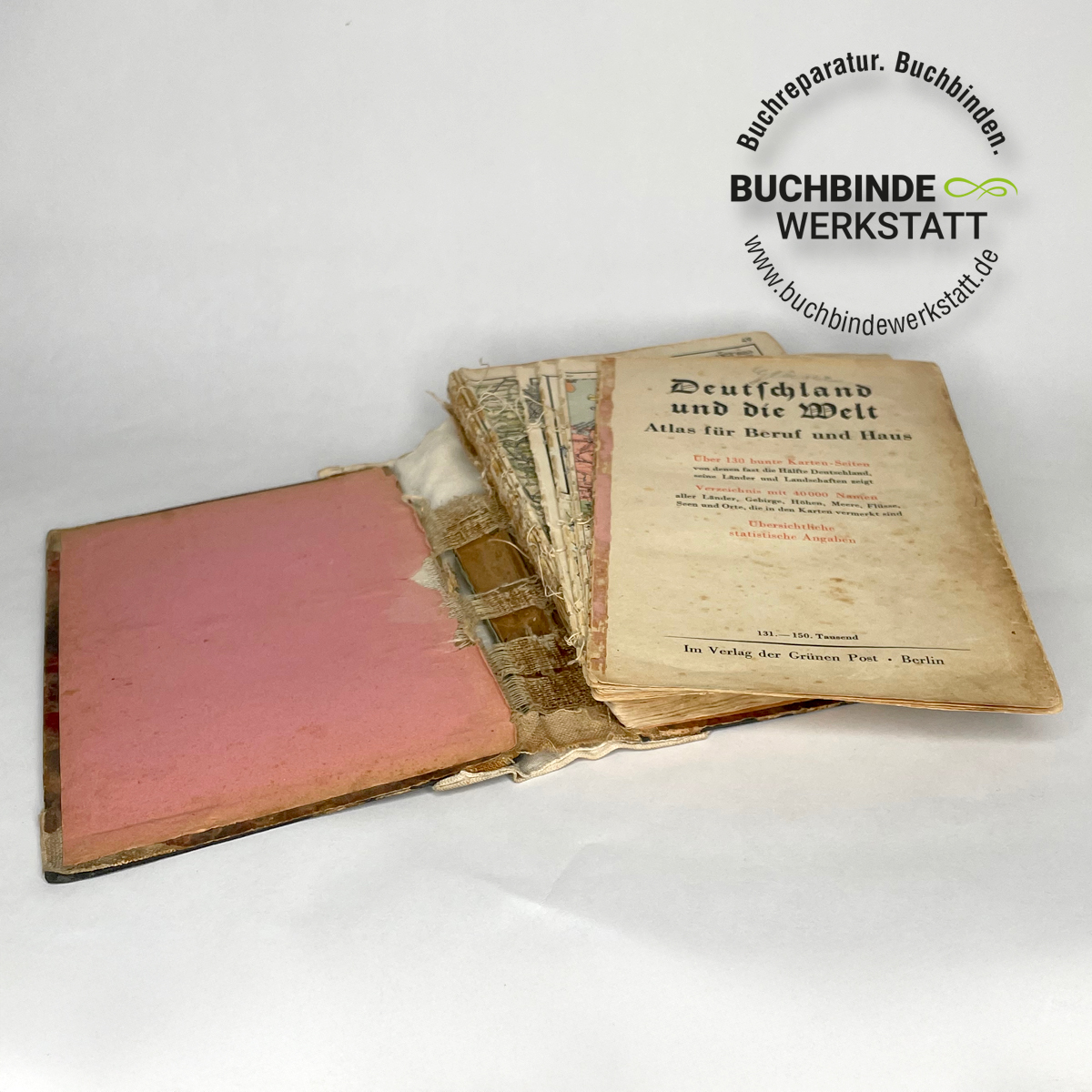 Buchreparatur eines Atlas